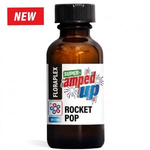 Floraplex Super Amped Up Rocket Pop terpene blend in a 1 oz amber glass bottle