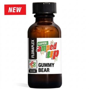 Floraplex Super Amped Up Gummy Bear terpene blend in a 1 oz amber glass bottle