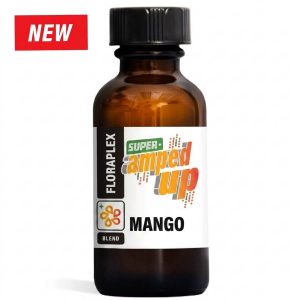 Floraplex Super Amped Up Mango terpene blend in a 1 oz amber glass bottle